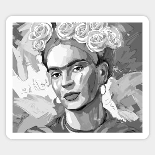 Frida Kahlo Black and White 1 Sticker